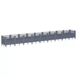 kékszürke PP kerti virágláda cövekekkel 363,5 x 43,5 x 43,5 cm