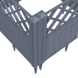 kékszürke PP kerti virágláda cövekekkel 363,5 x 43,5 x 43,5 cm