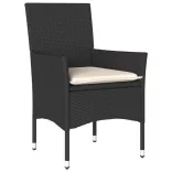 2 db fekete polyrattan kerti szék párnával