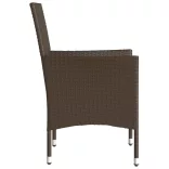 2 db barna polyrattan kerti szék párnával