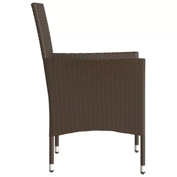 2 db barna polyrattan kerti szék párnával