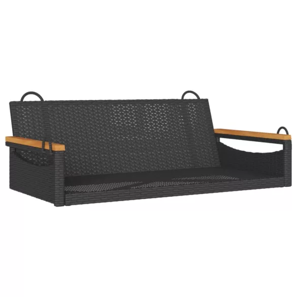 fekete polyrattan hintapad 109 x 62 x 40 cm