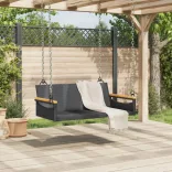 fekete polyrattan hintapad 109 x 62 x 40 cm