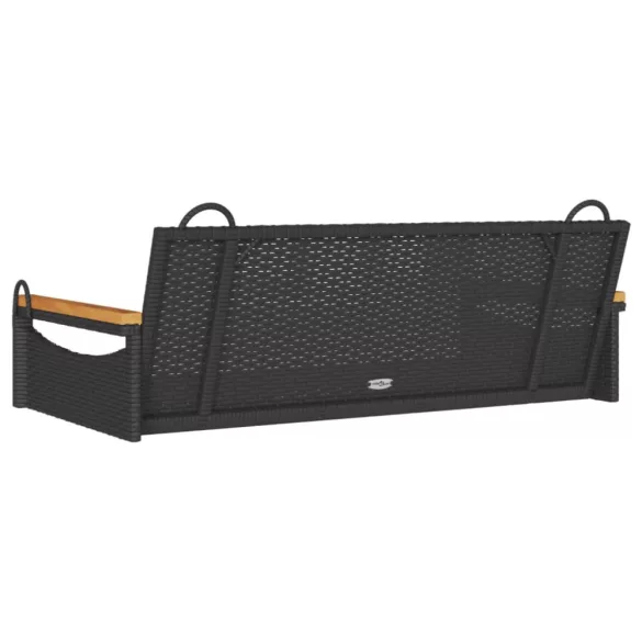 fekete polyrattan hintapad 109 x 62 x 40 cm