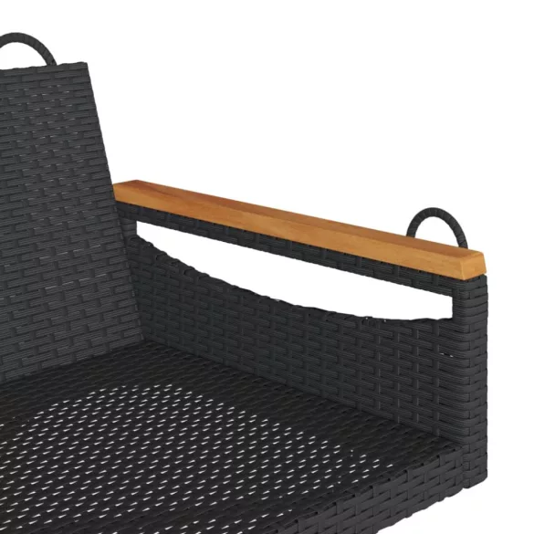 fekete polyrattan hintapad 109 x 62 x 40 cm