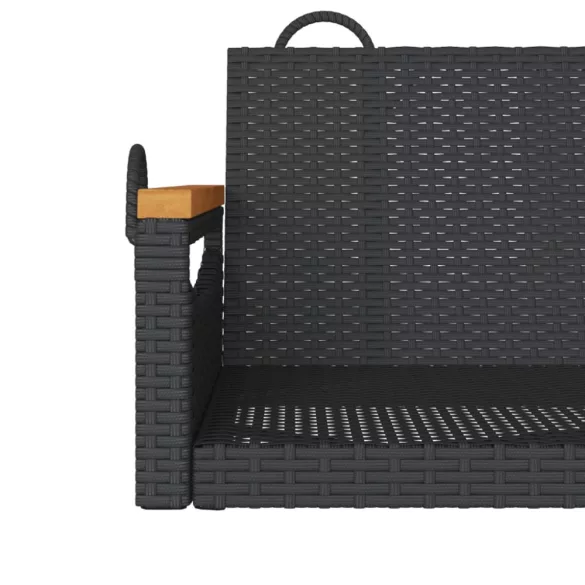 fekete polyrattan hintapad 109 x 62 x 40 cm