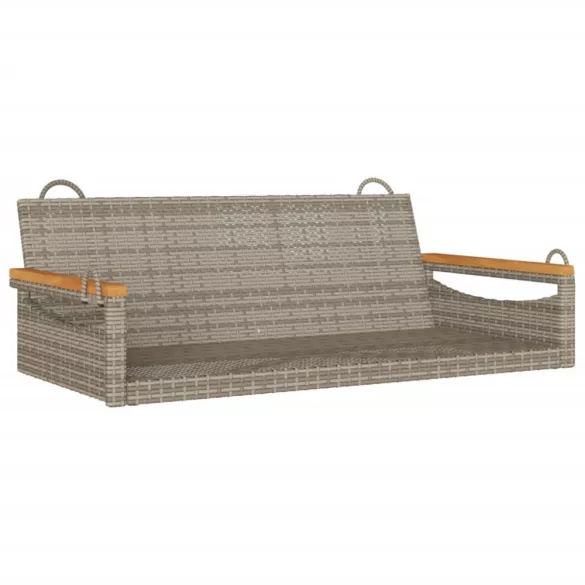 szürke polyrattan hintapad 109 x 62 x 40 cm