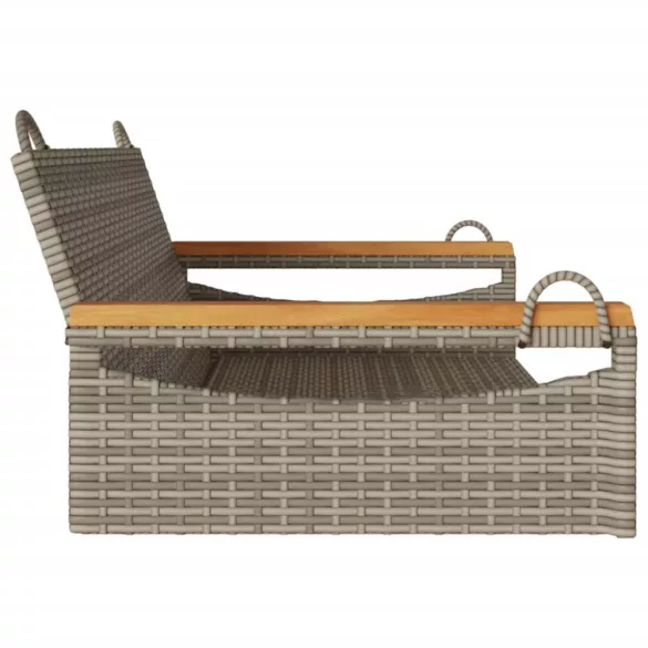 szürke polyrattan hintapad 109 x 62 x 40 cm