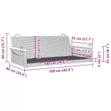 szürke polyrattan hintapad 109 x 62 x 40 cm