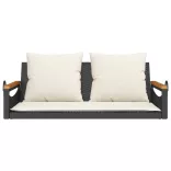 fekete polyrattan hintapad párnákkal 109 x 62 x 40 cm