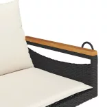 fekete polyrattan hintapad párnákkal 109 x 62 x 40 cm