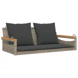 szürke polyrattan hintapad párnákkal 109 x 62 x 40 cm