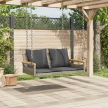 szürke polyrattan hintapad párnákkal 109 x 62 x 40 cm