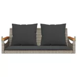 szürke polyrattan hintapad párnákkal 109 x 62 x 40 cm