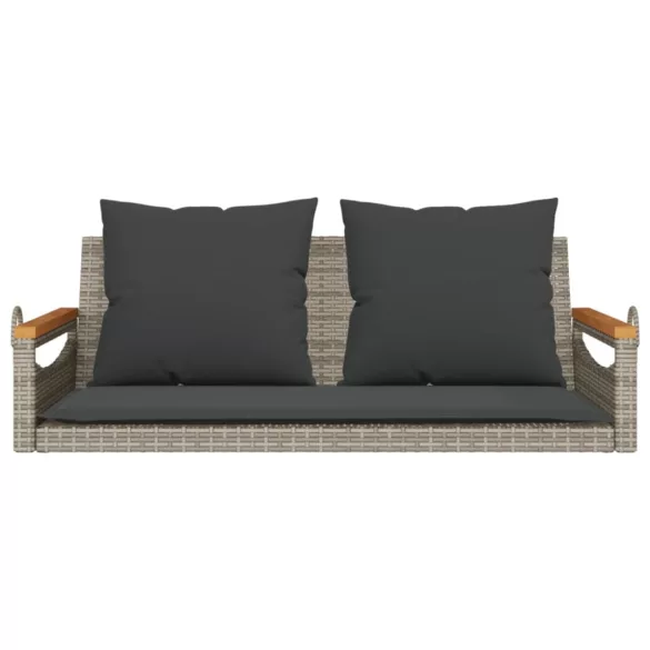 szürke polyrattan hintapad párnákkal 109 x 62 x 40 cm
