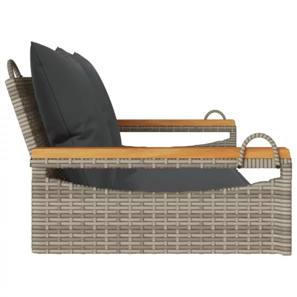 szürke polyrattan hintapad párnákkal 109 x 62 x 40 cm