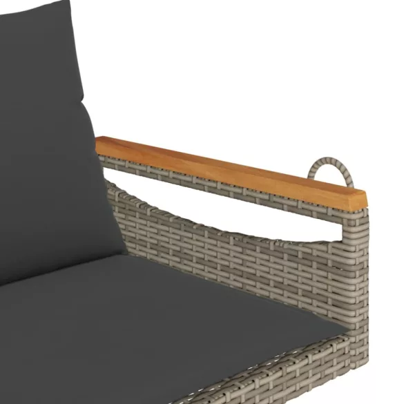 szürke polyrattan hintapad párnákkal 109 x 62 x 40 cm