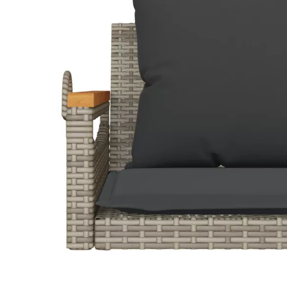 szürke polyrattan hintapad párnákkal 109 x 62 x 40 cm