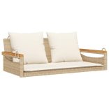 bézs polyrattan hintapad párnákkal 109 x 62 x 40 cm