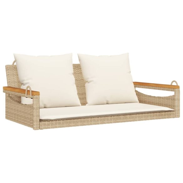bézs polyrattan hintapad párnákkal 109 x 62 x 40 cm