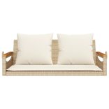 bézs polyrattan hintapad párnákkal 109 x 62 x 40 cm