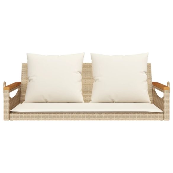 bézs polyrattan hintapad párnákkal 109 x 62 x 40 cm