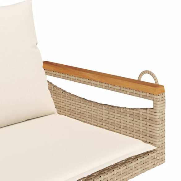 bézs polyrattan hintapad párnákkal 109 x 62 x 40 cm