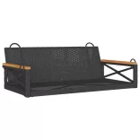 fekete polyrattan hintapad 109 x 62 x 40 cm