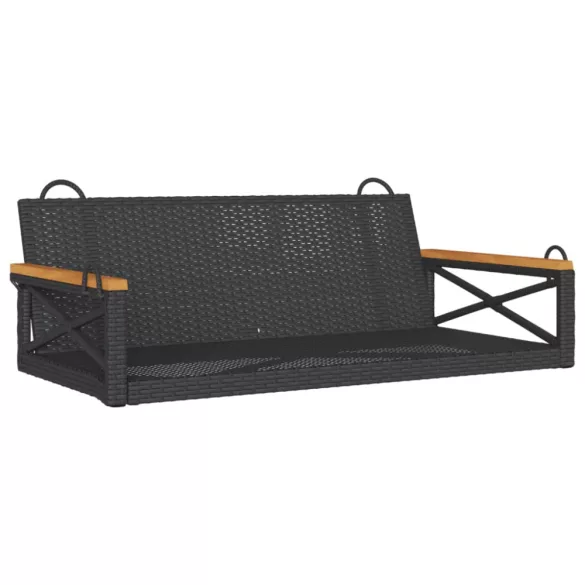 fekete polyrattan hintapad 109 x 62 x 40 cm