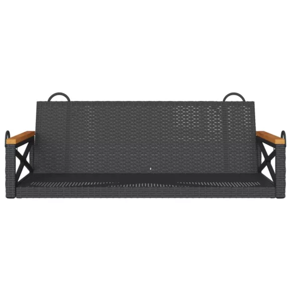 fekete polyrattan hintapad 109 x 62 x 40 cm