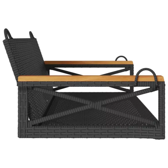 fekete polyrattan hintapad 109 x 62 x 40 cm