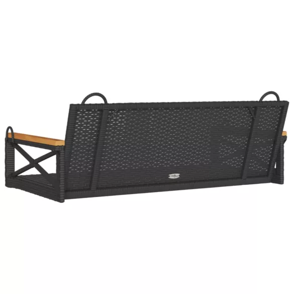 fekete polyrattan hintapad 109 x 62 x 40 cm