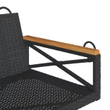 fekete polyrattan hintapad 109 x 62 x 40 cm
