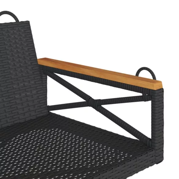 fekete polyrattan hintapad 109 x 62 x 40 cm