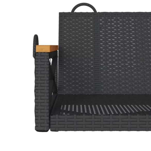 fekete polyrattan hintapad 109 x 62 x 40 cm