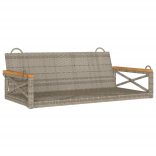 szürke polyrattan hintapad 109 x 62 x 40 cm