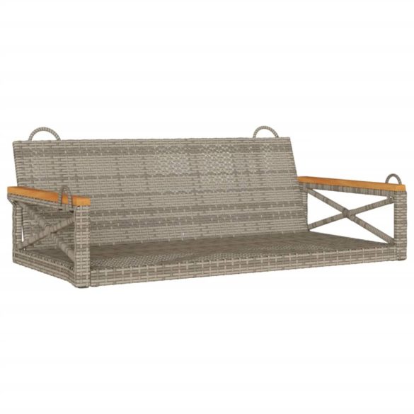 szürke polyrattan hintapad 109 x 62 x 40 cm