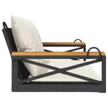 fekete polyrattan hintapad párnákkal 109 x 62 x 40 cm