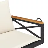 fekete polyrattan hintapad párnákkal 109 x 62 x 40 cm