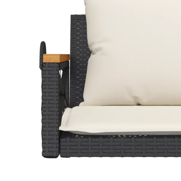 fekete polyrattan hintapad párnákkal 109 x 62 x 40 cm
