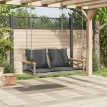 szürke polyrattan hintapad párnákkal 109 x 62 x 40 cm