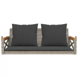 szürke polyrattan hintapad párnákkal 109 x 62 x 40 cm