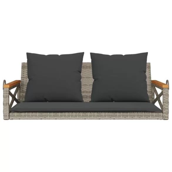 szürke polyrattan hintapad párnákkal 109 x 62 x 40 cm