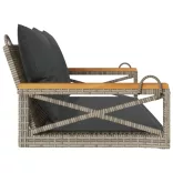 szürke polyrattan hintapad párnákkal 109 x 62 x 40 cm