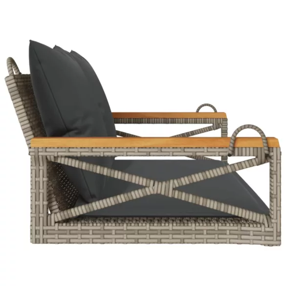 szürke polyrattan hintapad párnákkal 109 x 62 x 40 cm