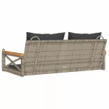szürke polyrattan hintapad párnákkal 109 x 62 x 40 cm