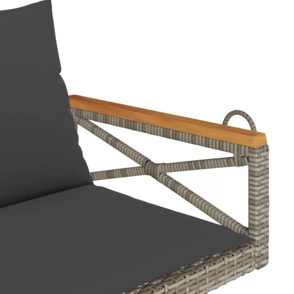 szürke polyrattan hintapad párnákkal 109 x 62 x 40 cm