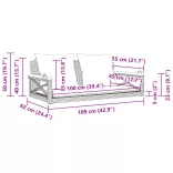szürke polyrattan hintapad párnákkal 109 x 62 x 40 cm