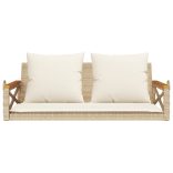 bézs polyrattan hintapad párnákkal 109 x 62 x 40 cm