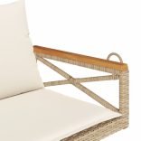 bézs polyrattan hintapad párnákkal 109 x 62 x 40 cm